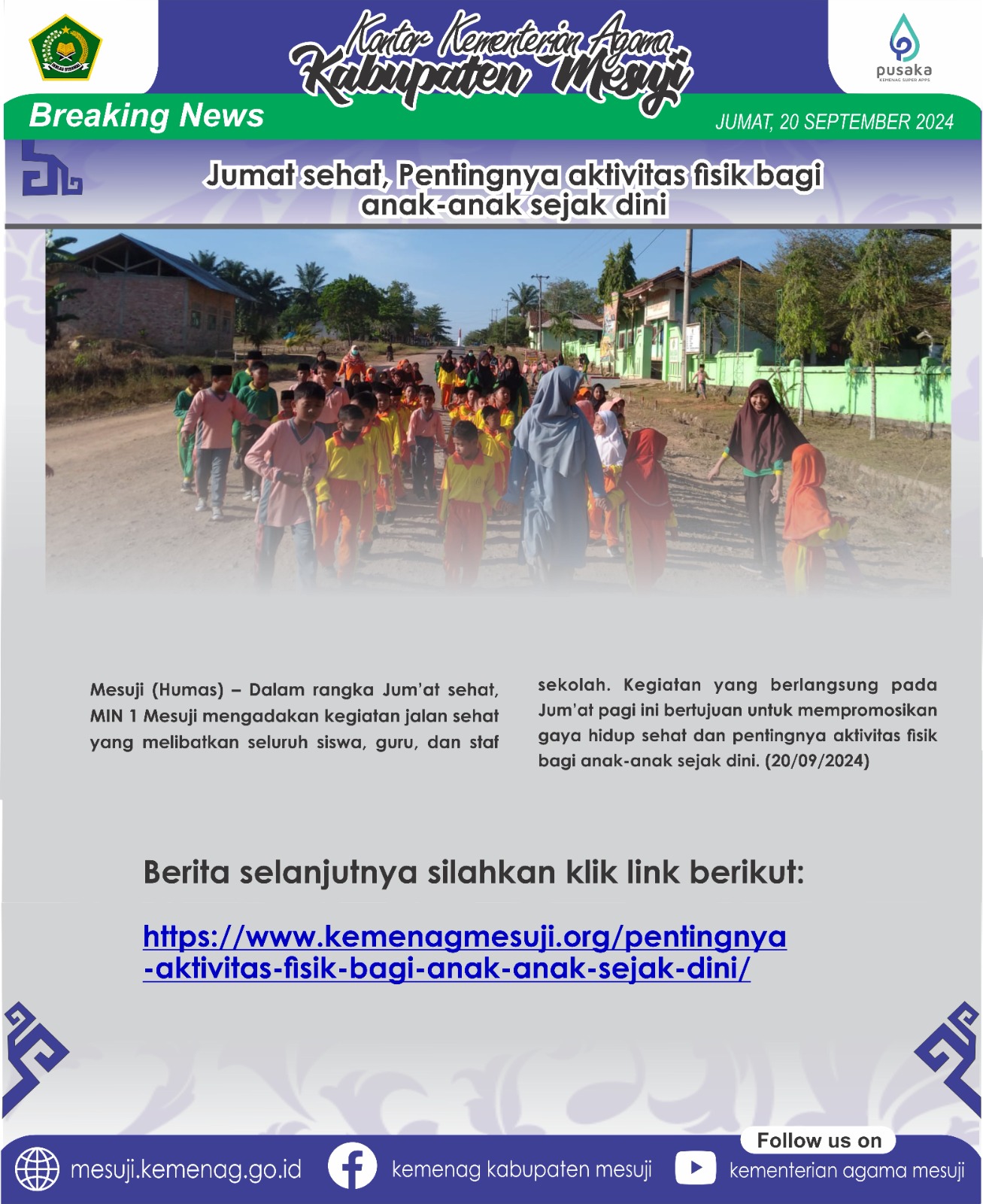 Jumat sehat, Pentingnya aktivitas fisik bagi anak-anak sejak dini