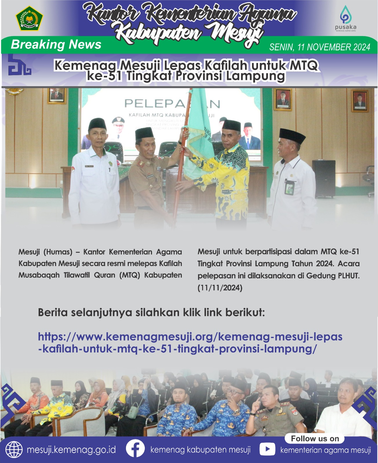 Kemenag Mesuji Lepas Kafilah untuk MTQ ke-51 Tingkat Provinsi Lampung