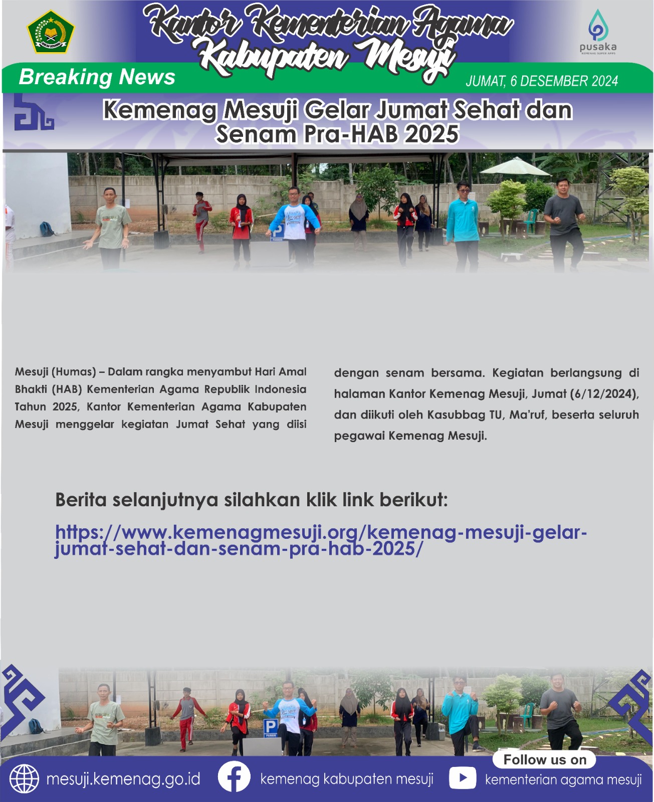 Kemenag Mesuji Gelar Jumat Sehat dan Senam Pra-HAB 2025